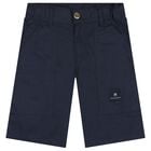 Boys Navy Blue Logo Shorts, 1, hi-res