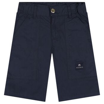 Boys Navy Blue Logo Shorts