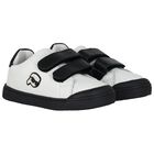 Boys White & Black Ikonik Karl Trainers, 1, hi-res