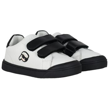Boys White & Black Ikonik Karl Trainers