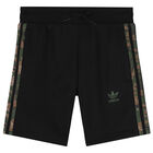 Boys Black Logo Shorts, 1, hi-res