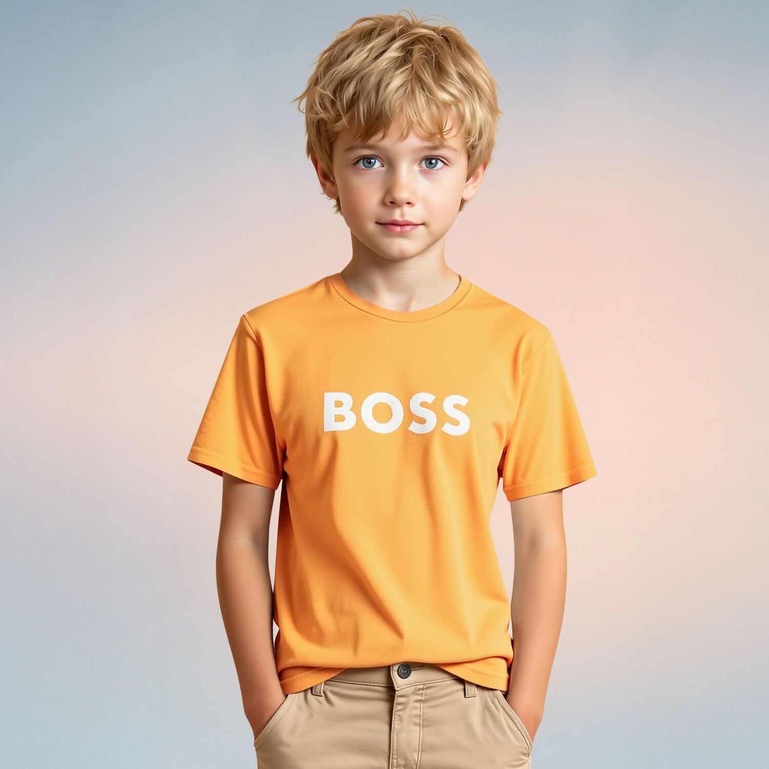 Boys Orange Logo T-Shirt, 3, hi-res image number null