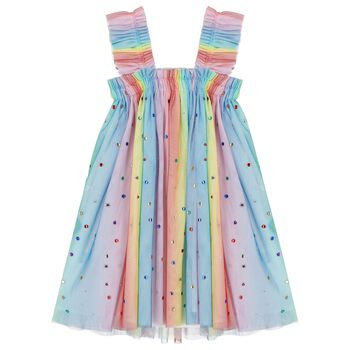 Girls Rainbow Embellished Tulle Dress