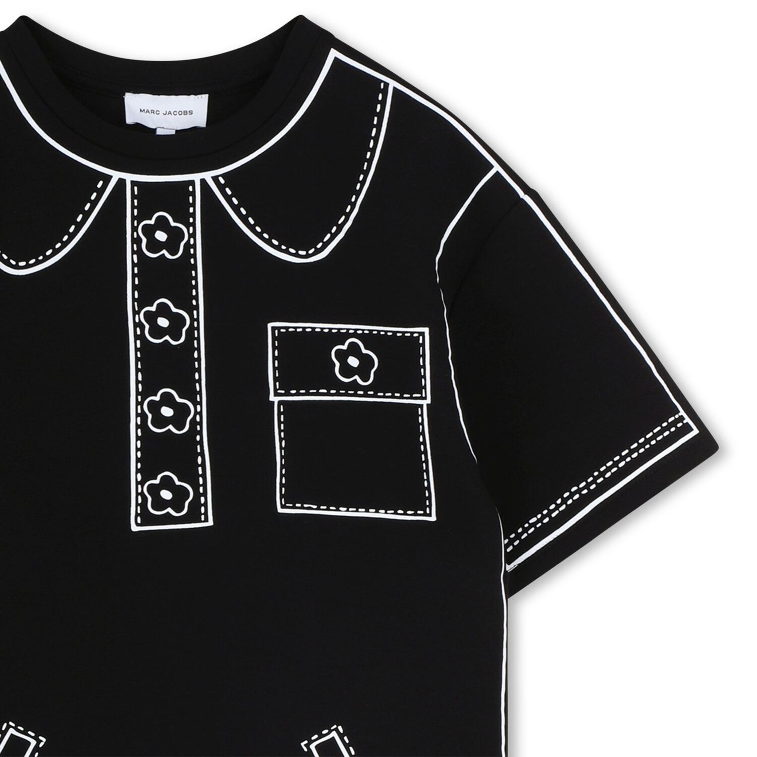 Girls Black Printed Dress, 1, hi-res