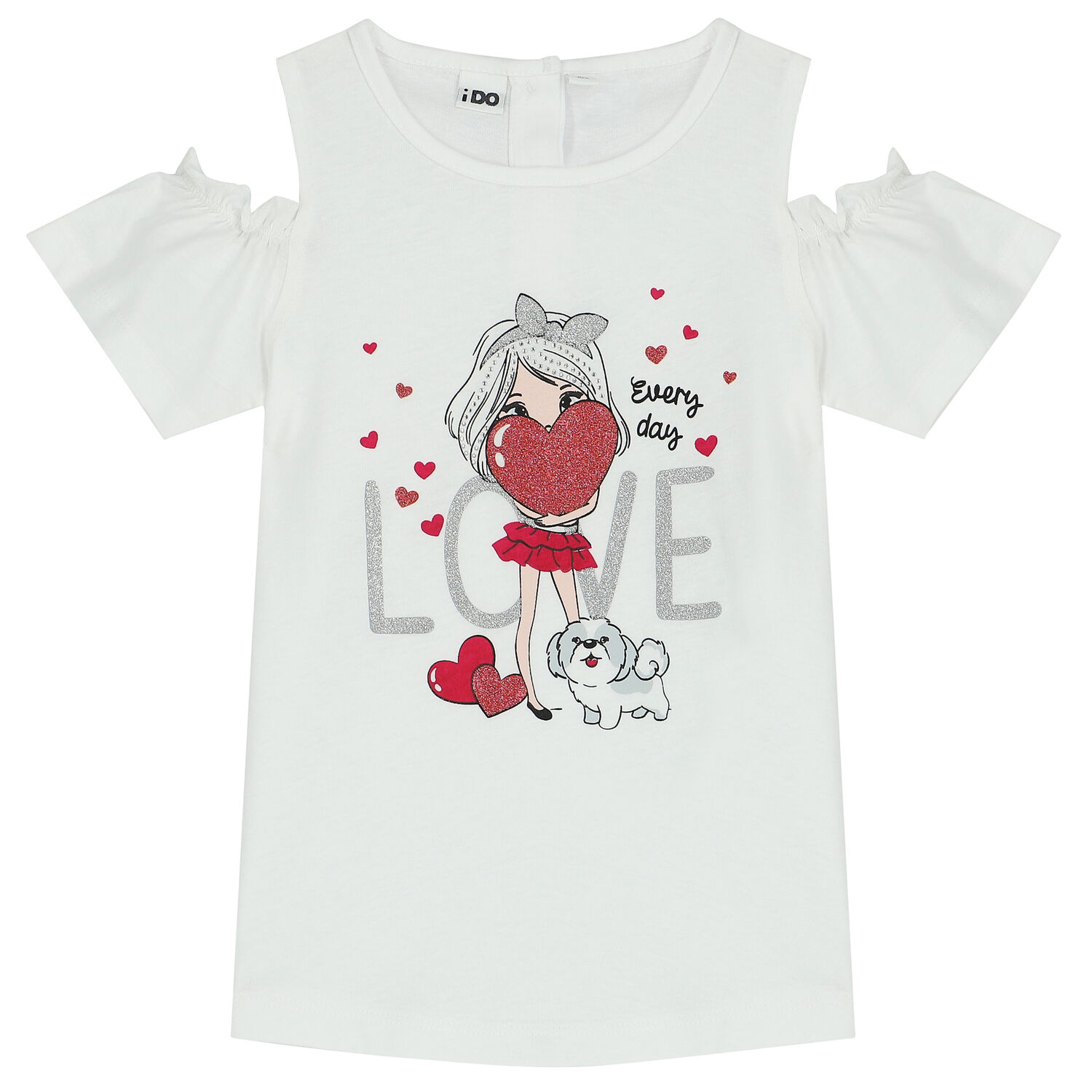 Girls White & Pink Shorts & T-Shirt Set, 1, hi-res