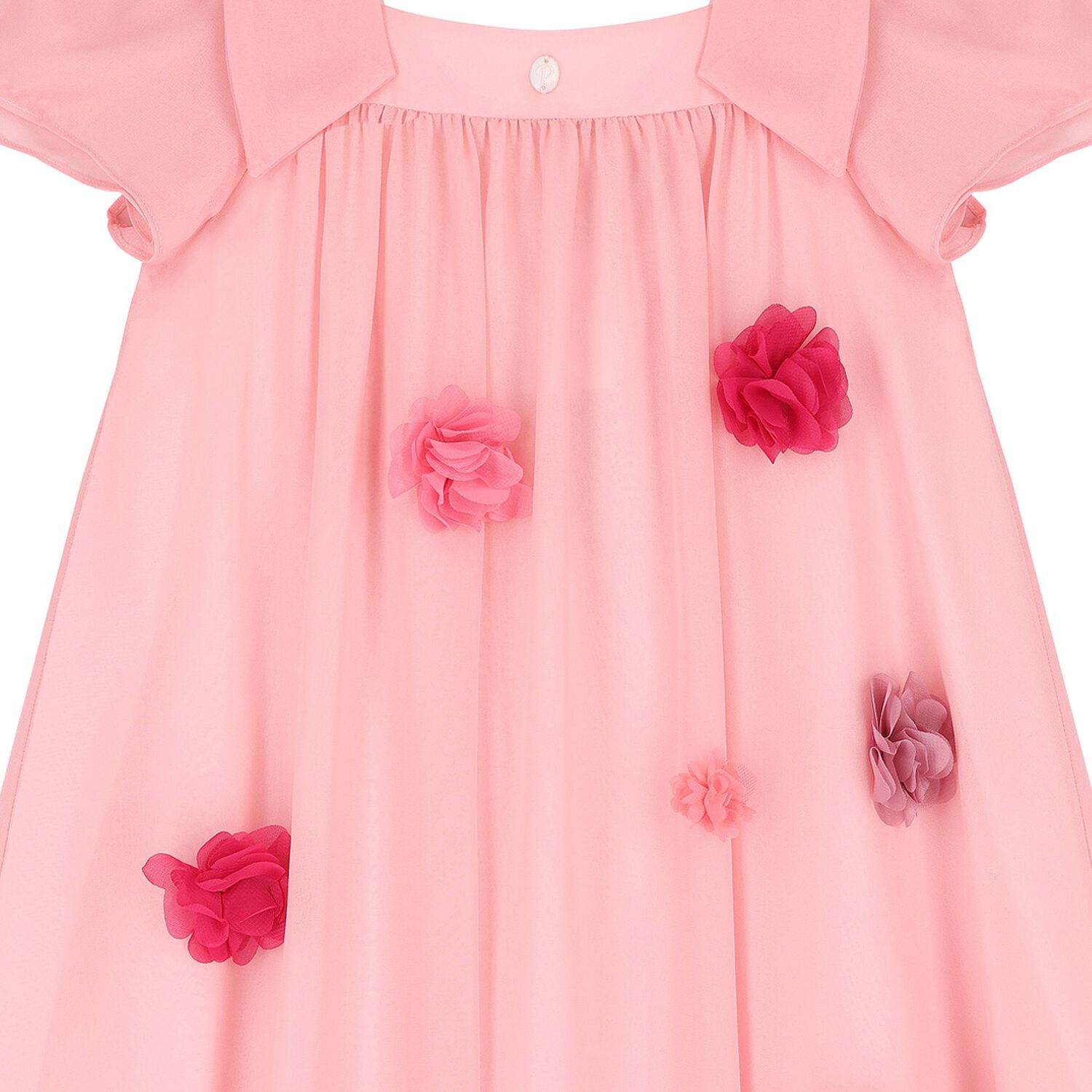 Girls Pink Chiffon Floral Dress, 1, hi-res