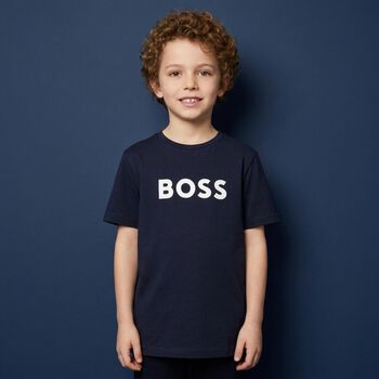 Boys Navy Blue Logo T-Shirt