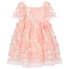 Girls Pink Embroidered Tulle Dress, 1, hi-res