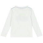 Boys White Logo Long Sleeve Top, 1, hi-res