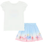 Girls Ivory & Blue Floral Skirt Set, 1, hi-res