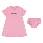 Younger Girls Pink Logo Dress Set , 1, hi-res