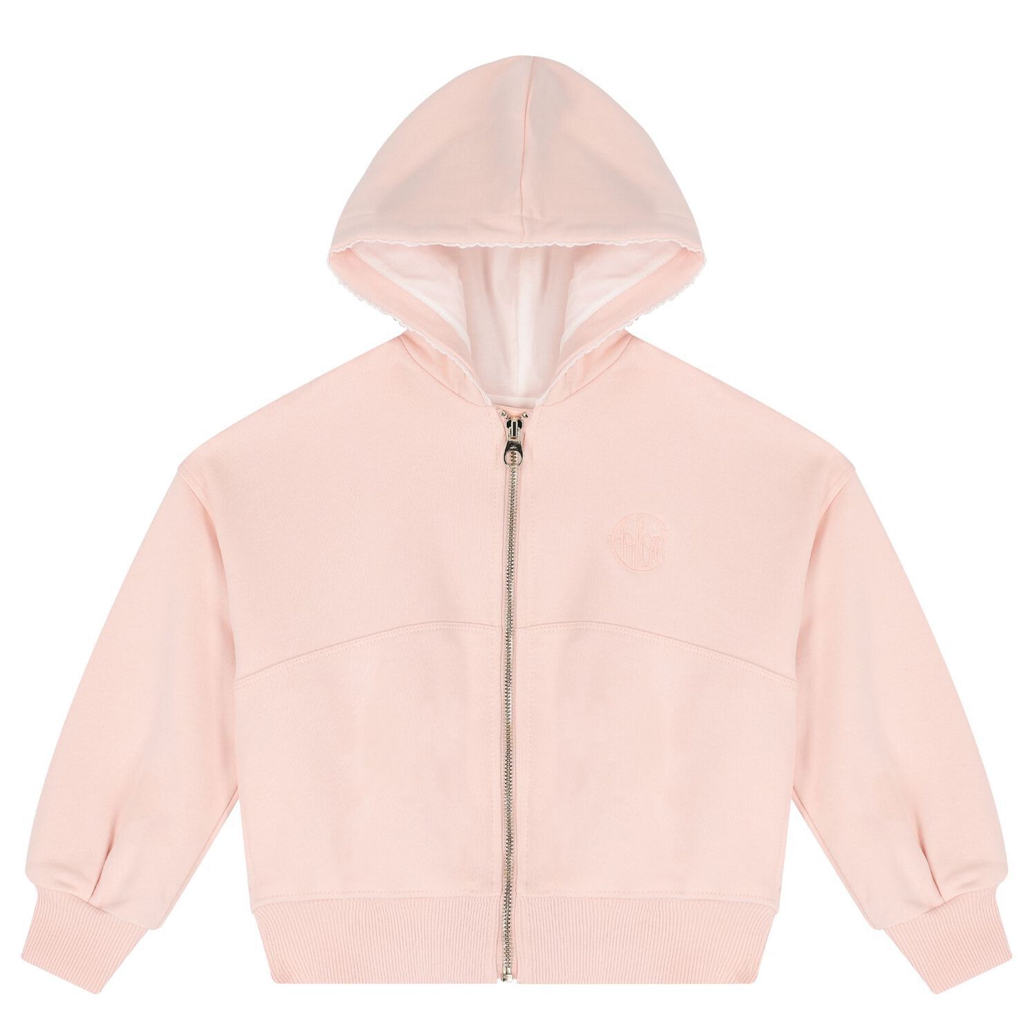 Girls Pink Logo Hooded Zip Up Top, 1, hi-res