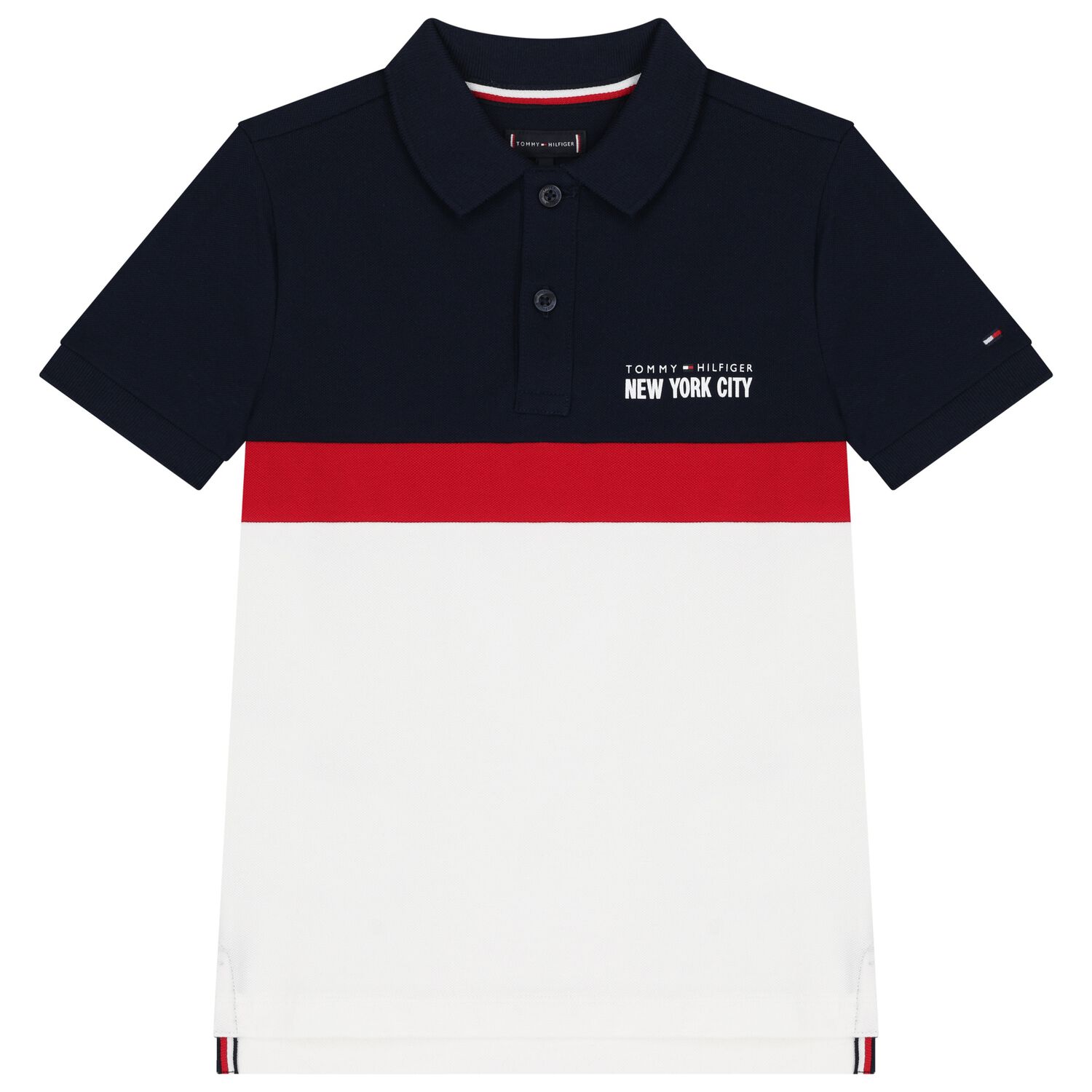 Boys Navy Blue & White Logo Polo Shirt, 1, hi-res
