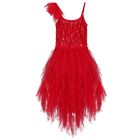Girls Red Sequin Tulle Dress, 1, hi-res