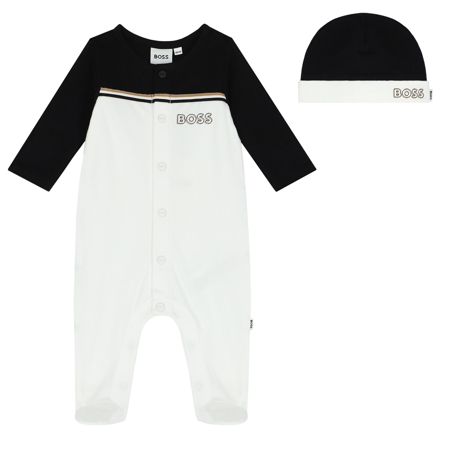 Baby Boys White & Black Logo Babygrow Set, 1, hi-res image number null