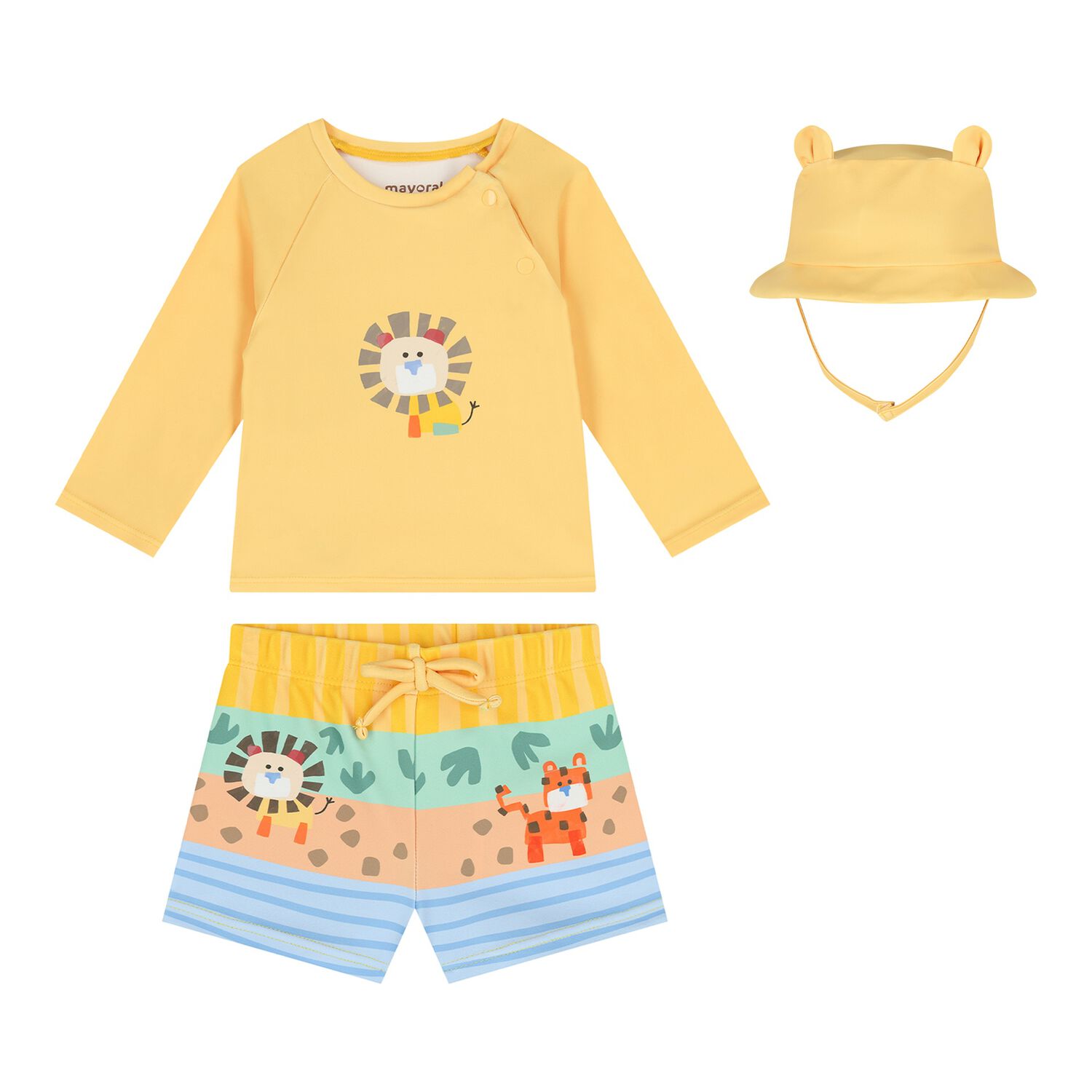Baby Boys Yellow Swim Shorts Set, 1, hi-res