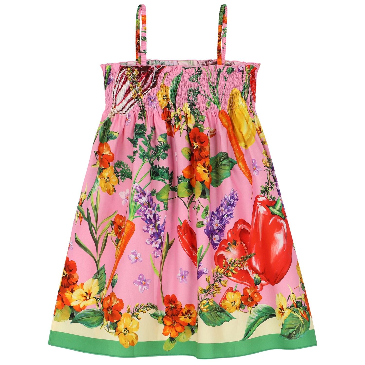 Girls Pink Vegetables Dress, 1, hi-res image number null