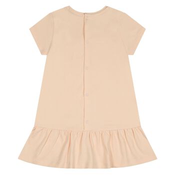Younger Girls Pink Faux Fur Teddy Bear Dress