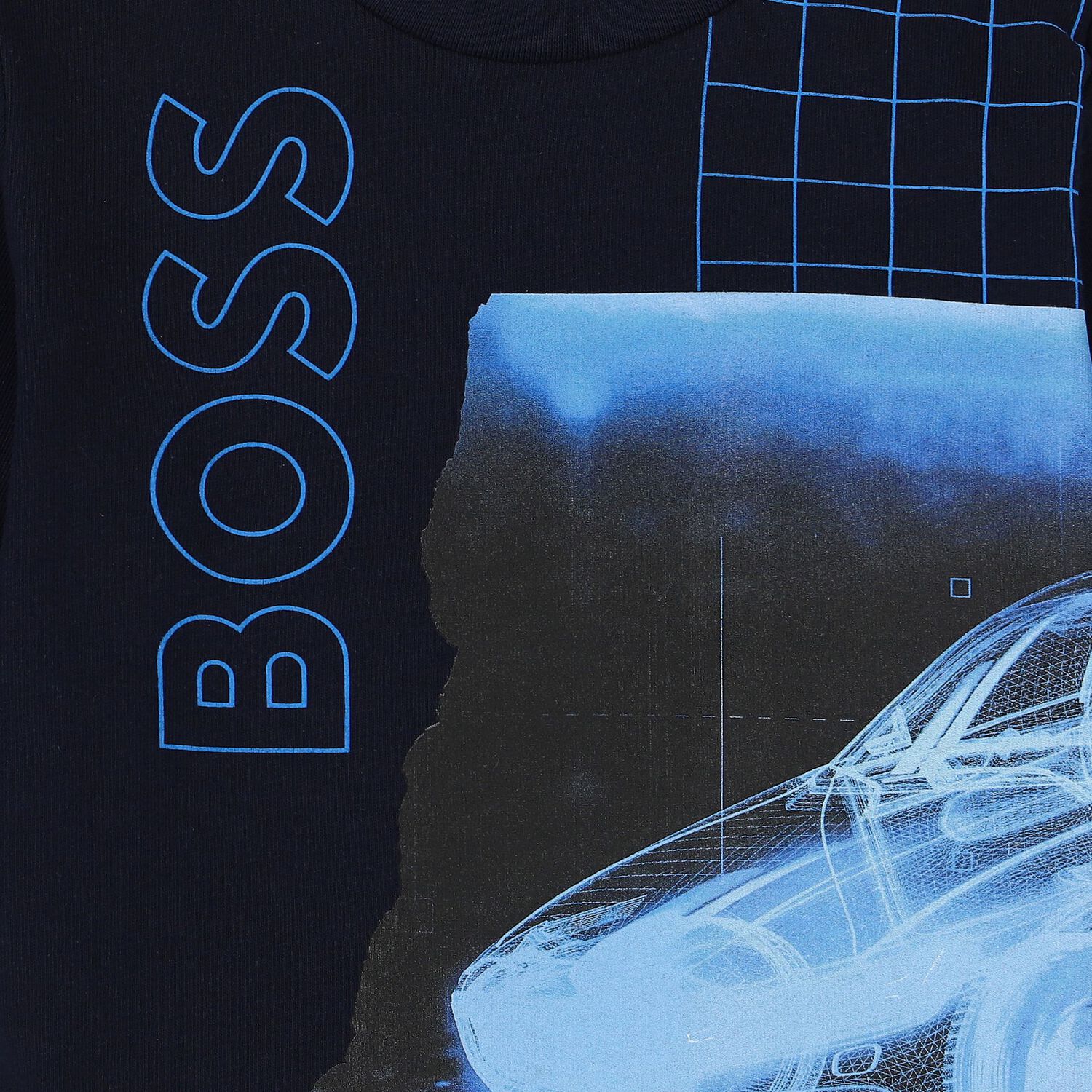 Younger Boys Navy Blue Logo Long Sleeve Top, 1, hi-res image number null