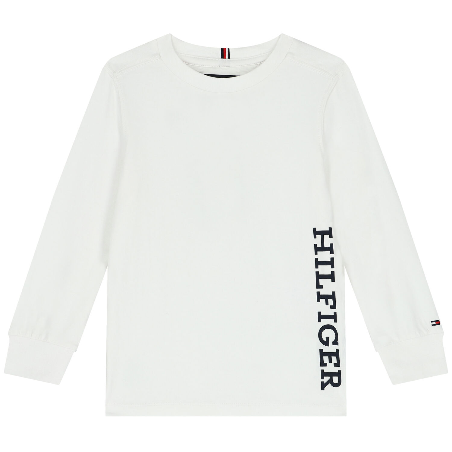 Boys White Logo Long Sleeve Top, 1, hi-res
