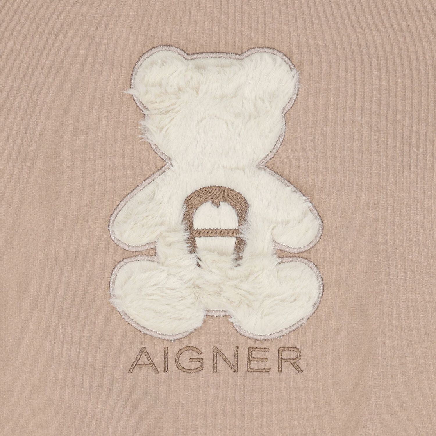 Girls Beige Faux Fur Teddy Bear Sweatshirt, 3, hi-res