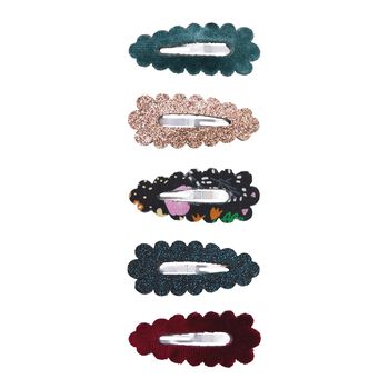Girls Multi-Coloured Scalloped Hairclips ( 5 Pack )
