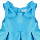 Younger Girls Blue Satin Dress, 1, hi-res