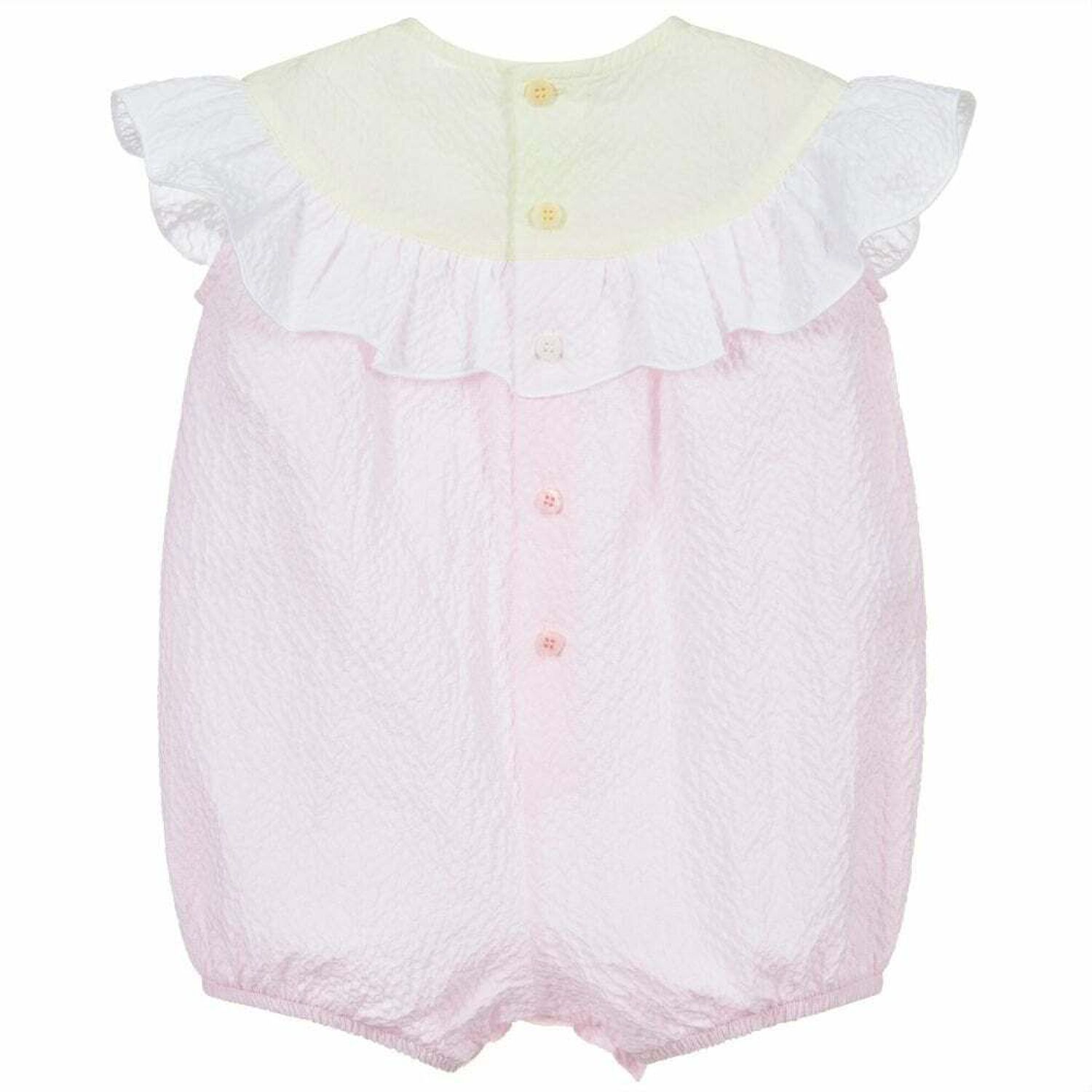 Baby Girls Pink, Yellow & White Romper, 1, hi-res