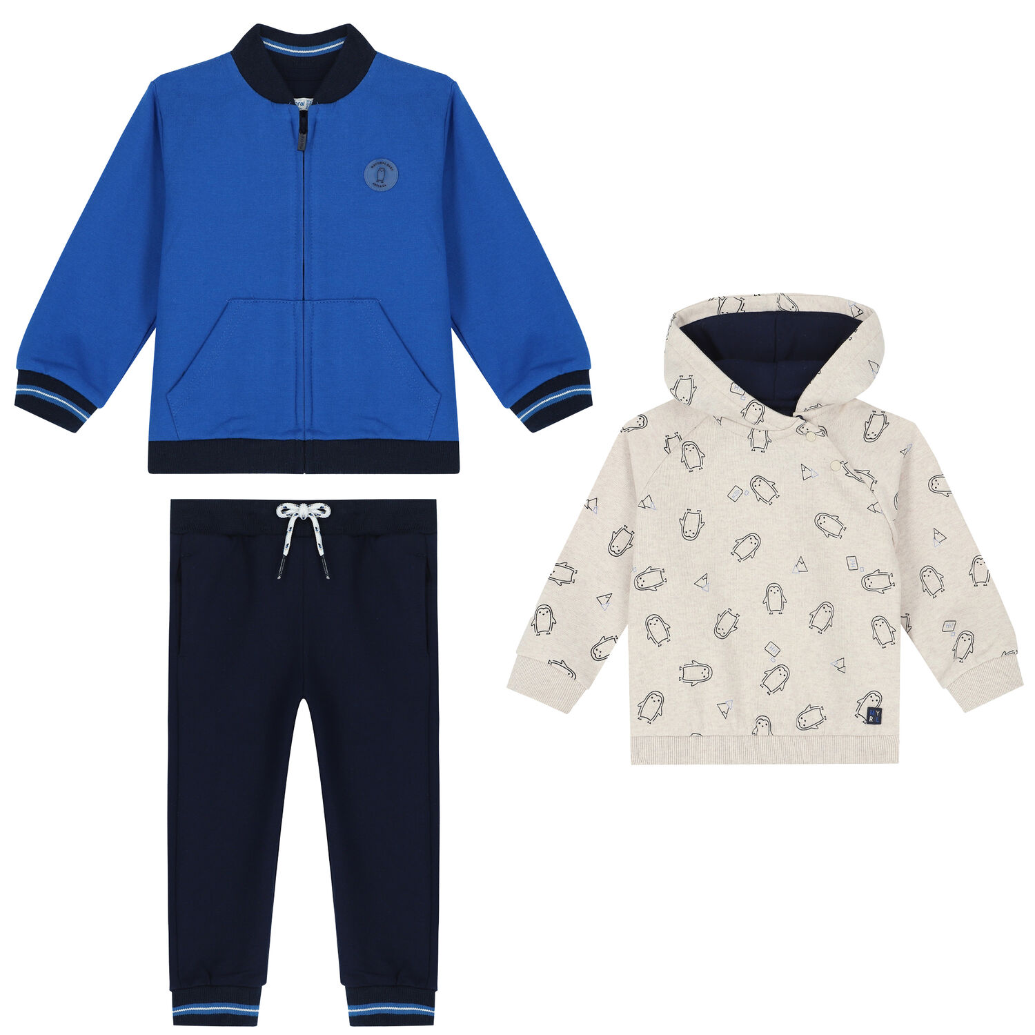 Younger Boys Navy, Ivory & Blue Tracksuit, 1, hi-res