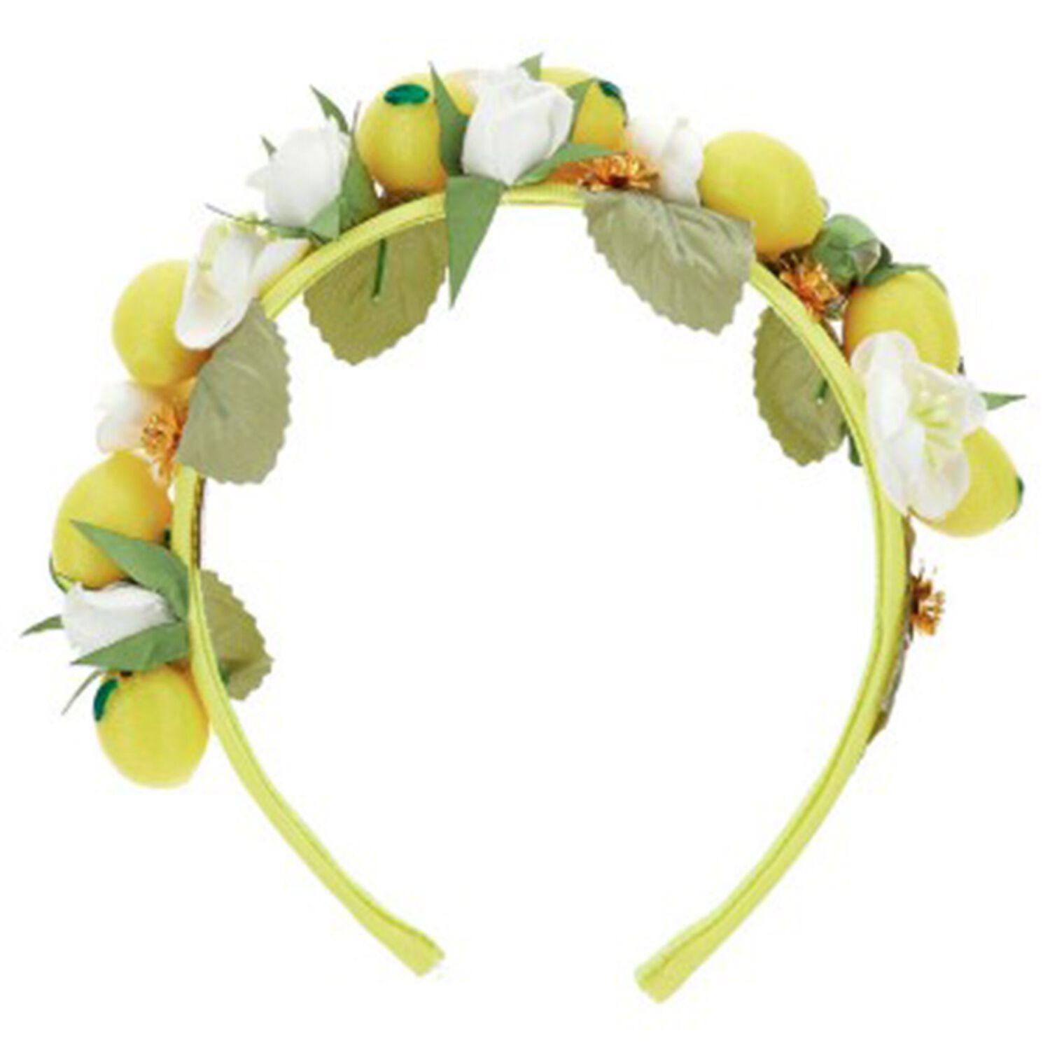 Girls Yellow Floral & Lemon Headband, 1, hi-res