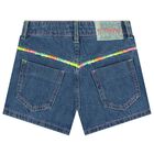 Girls Blue Denim Shorts, 1, hi-res