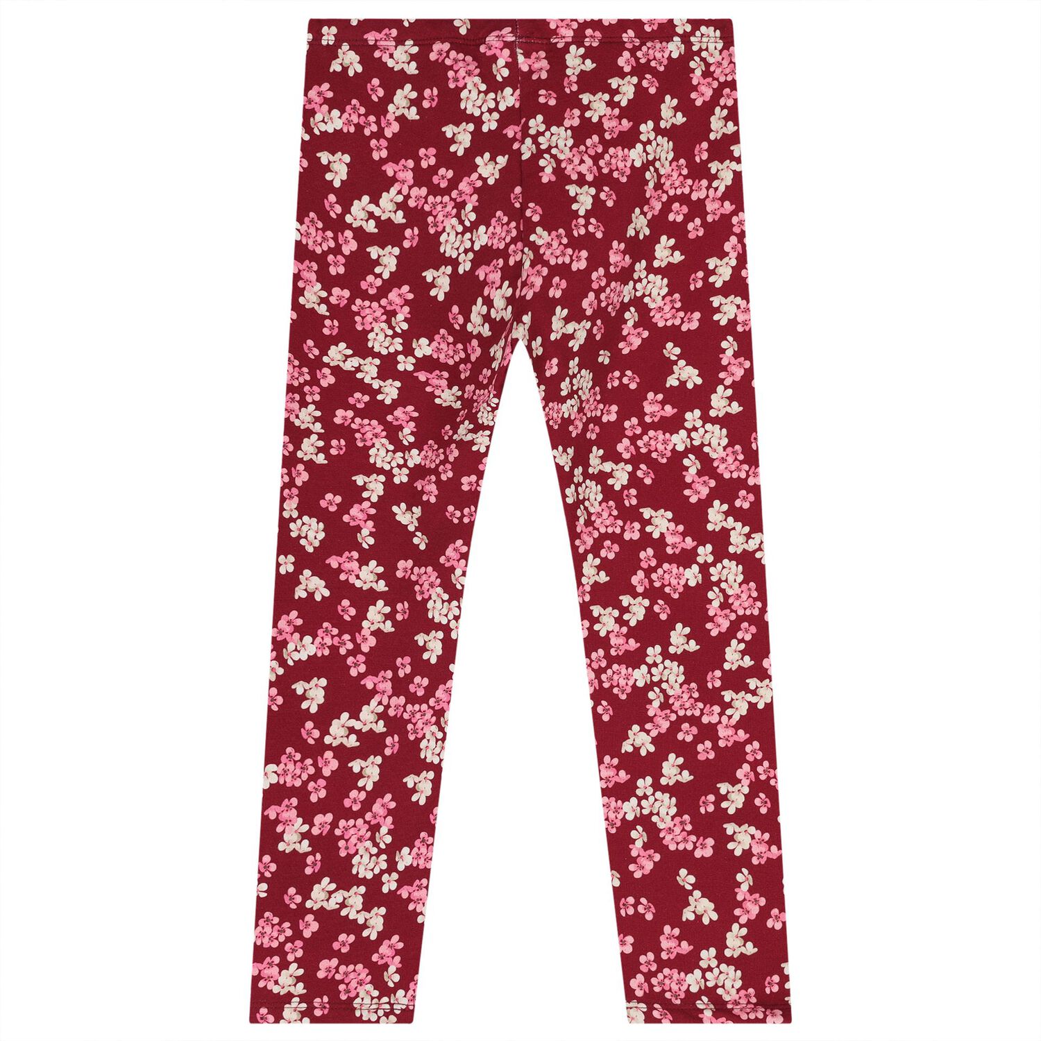 Girls Burgundy Floral Leggings, 2, hi-res