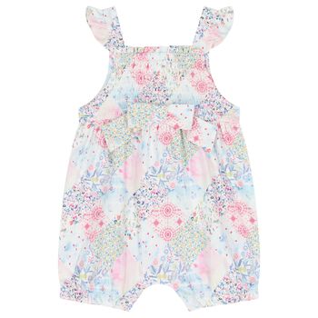 Baby Girls Pink Floral Shirred Romper