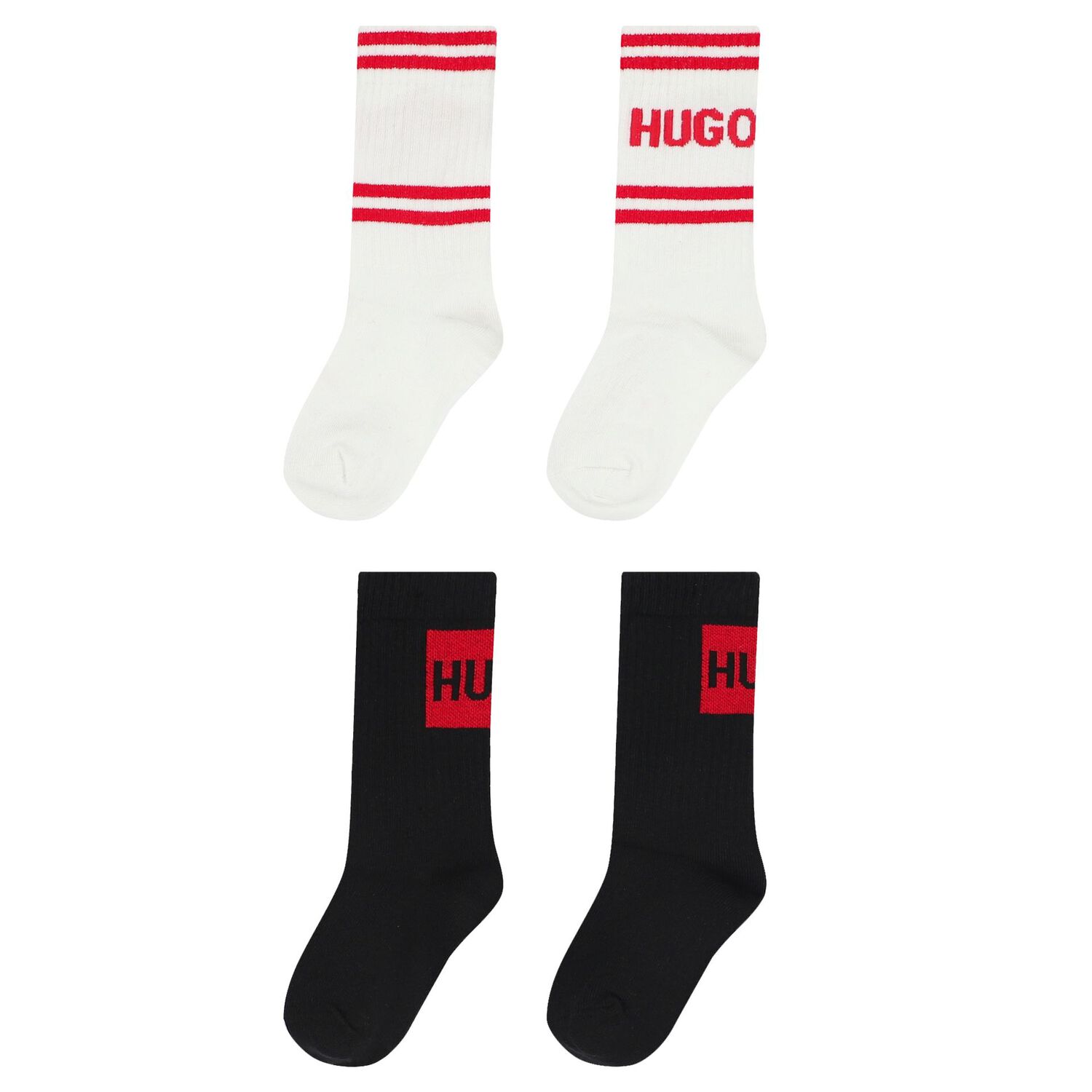 White & Black Logo Socks ( 2 Pack ), 1, hi-res