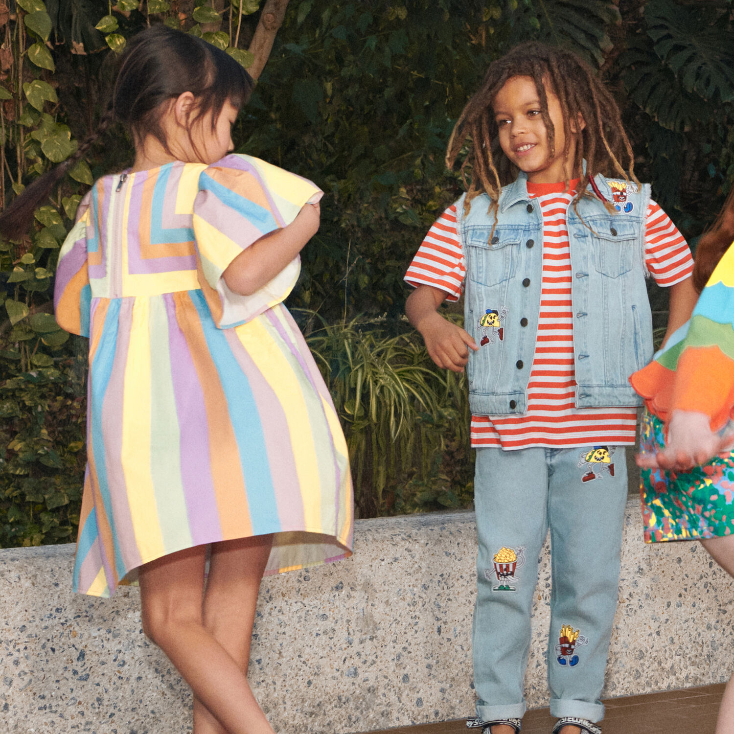 Girls Multi-Colored Striped Dress, 1, hi-res
