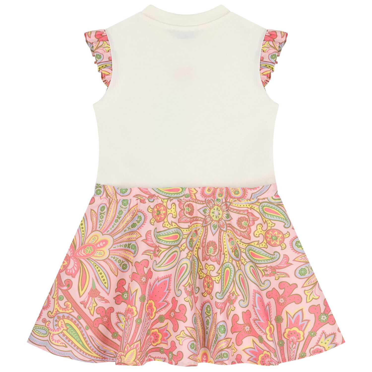 Girls Ivory & Pink Floral Paisley Dress, 2, hi-res