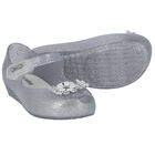 Younger Girls Silver Flower Jelly Shoes, 3, hi-res