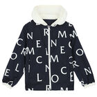 Boys Navy Logo Hooded Jacket, 1, hi-res