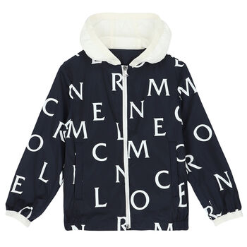 Boys Navy Logo Hooded Jacket