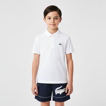 Boys White Logo Polo Shirt, 1 Boys White Logo Polo Shirt