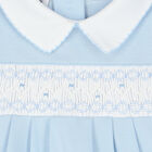 Baby Boys Blue & White Smocked Romper, 1, hi-res