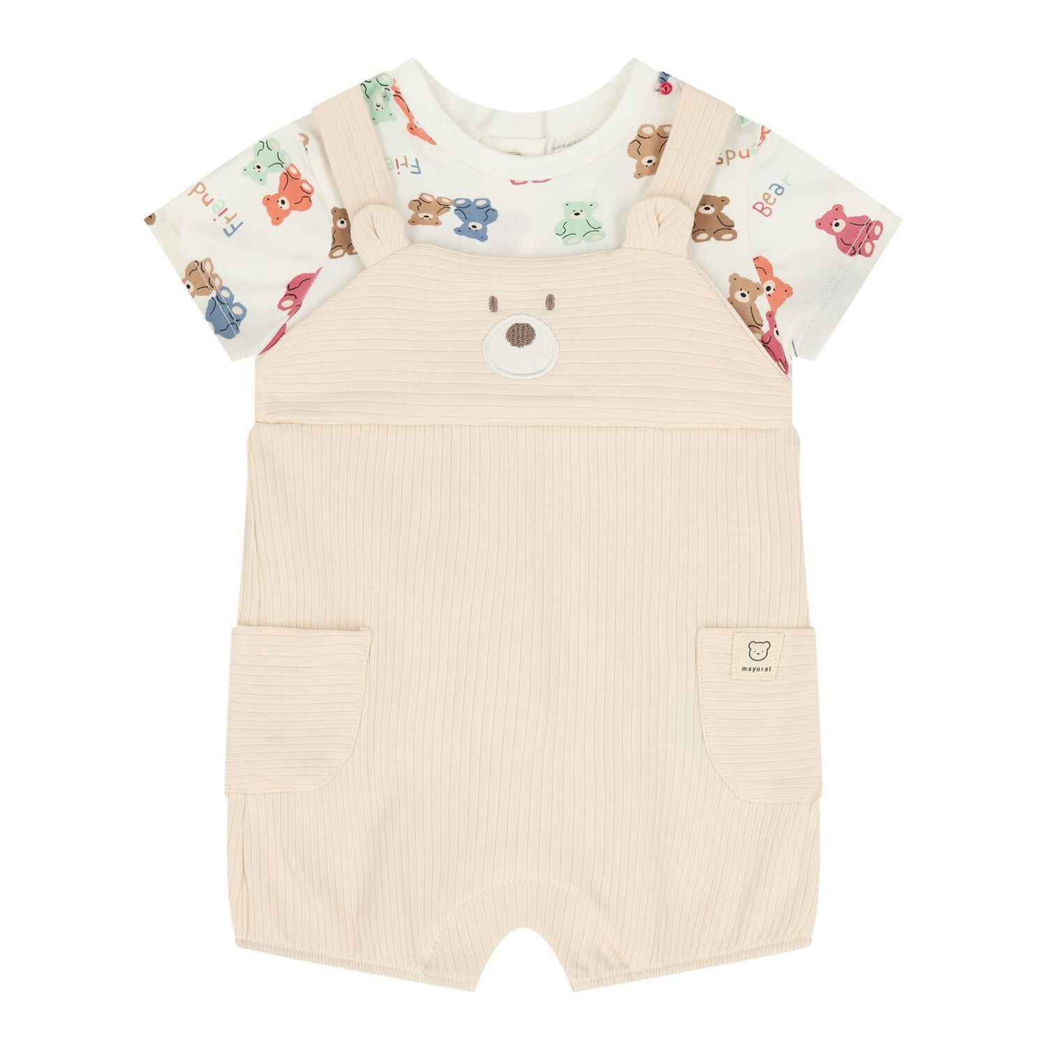 Baby Boys Ivory & Beige Romper Set, 1, hi-res