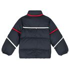 Boys Navy Blue Logo Puffer Jacket, 1, hi-res