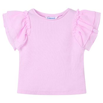 Girls Lilac Flutter Sleeve Top