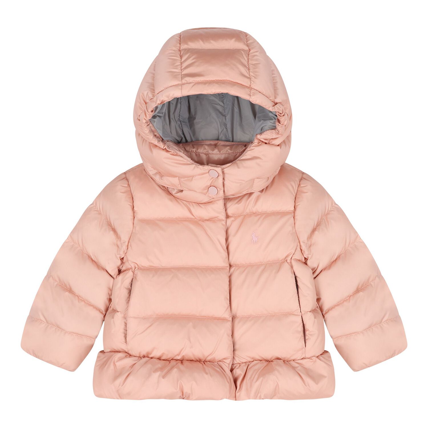 Baby Girls Pink Logo Puffer Jacket, 1, hi-res