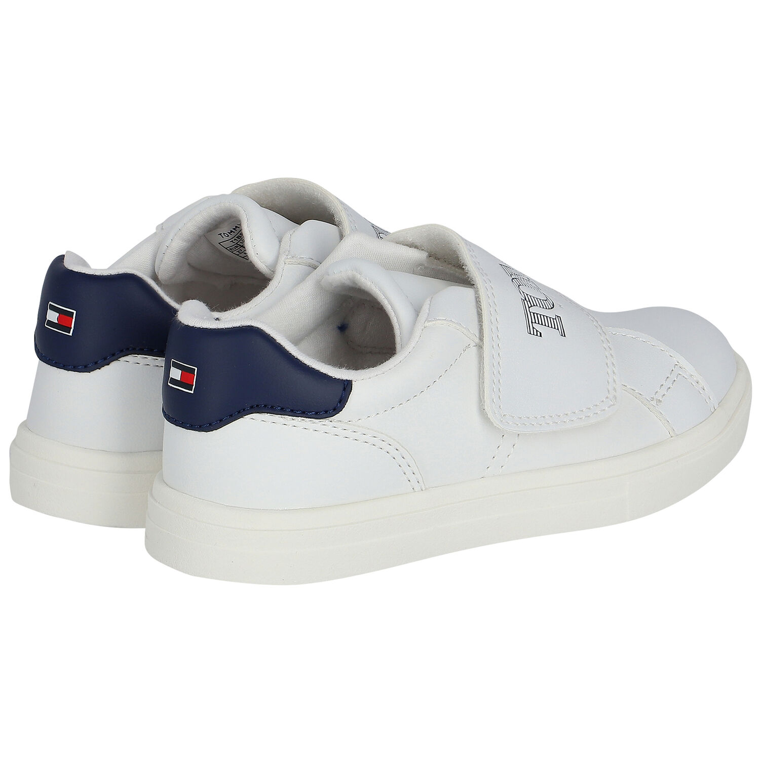 Boys White Logo Trainers, 1, hi-res