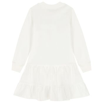 Girls White Popcorn Logo Dress