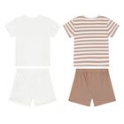 Baby Boys White & Brown Teddy Bear Shorts Set ( 2-Pack ), 2, hi-res
