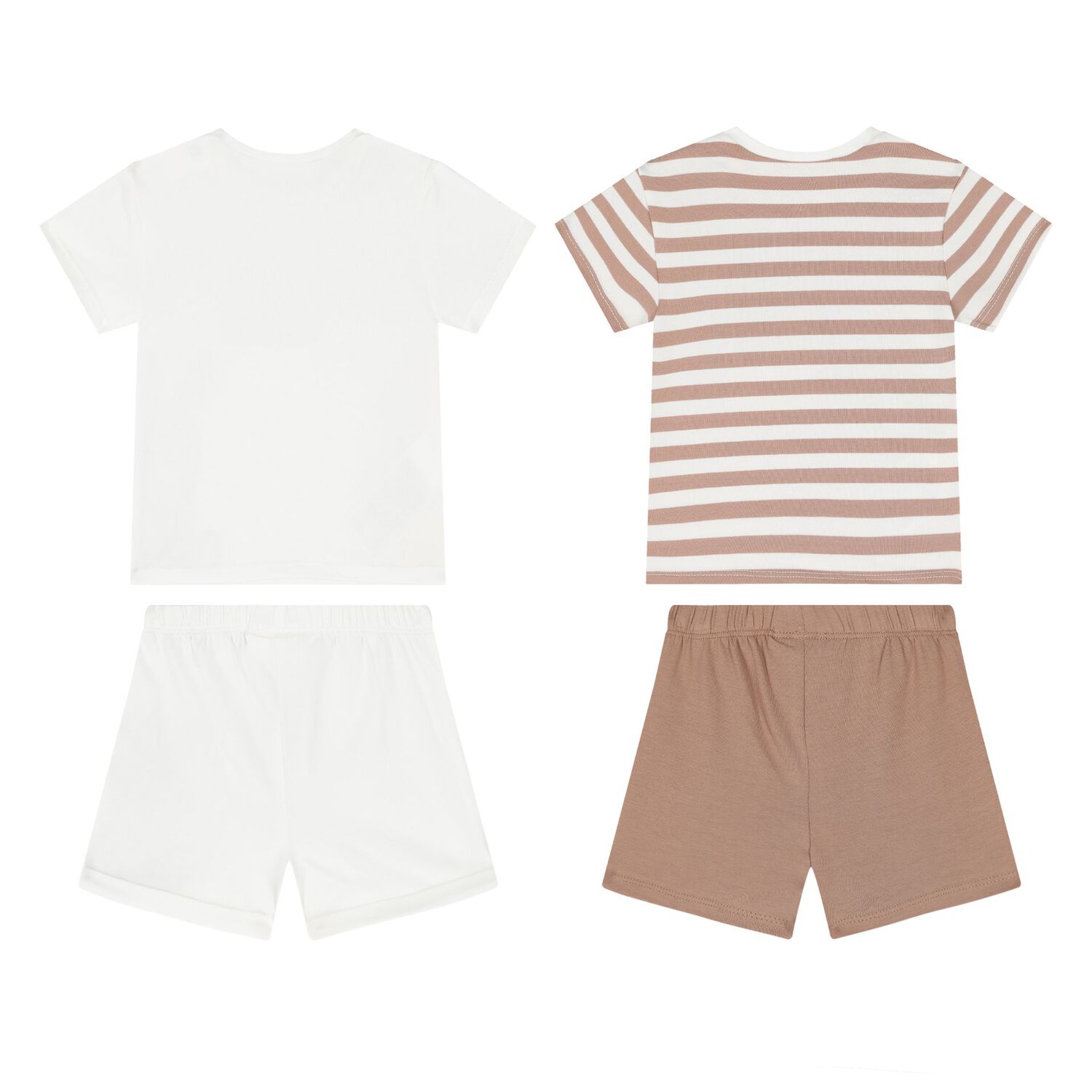 Baby Boys White & Brown Teddy Bear Shorts Set ( 2-Pack ), 2, hi-res