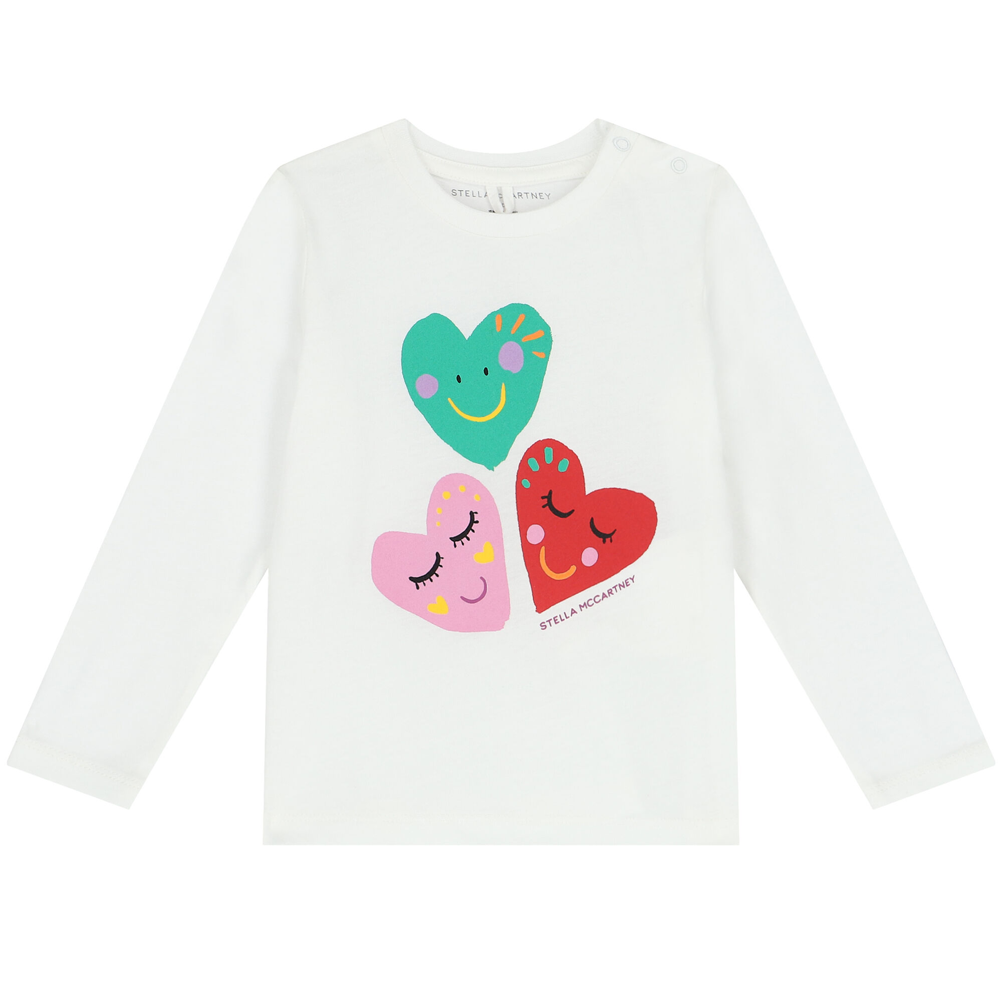 Stella McCartney Younger Girls White Hearts Long Sleeve Top Junior Couture UK